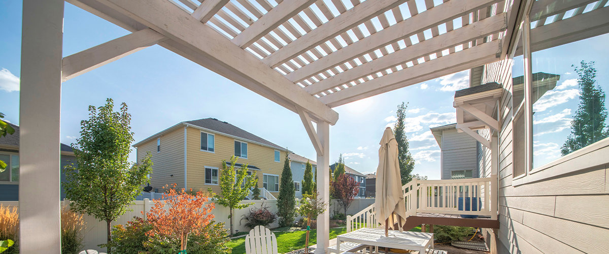 Pergola covered patio.