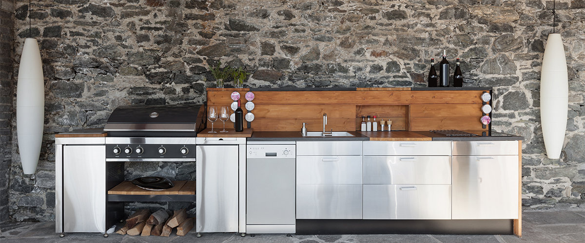 Stainless outdoor kitchen.