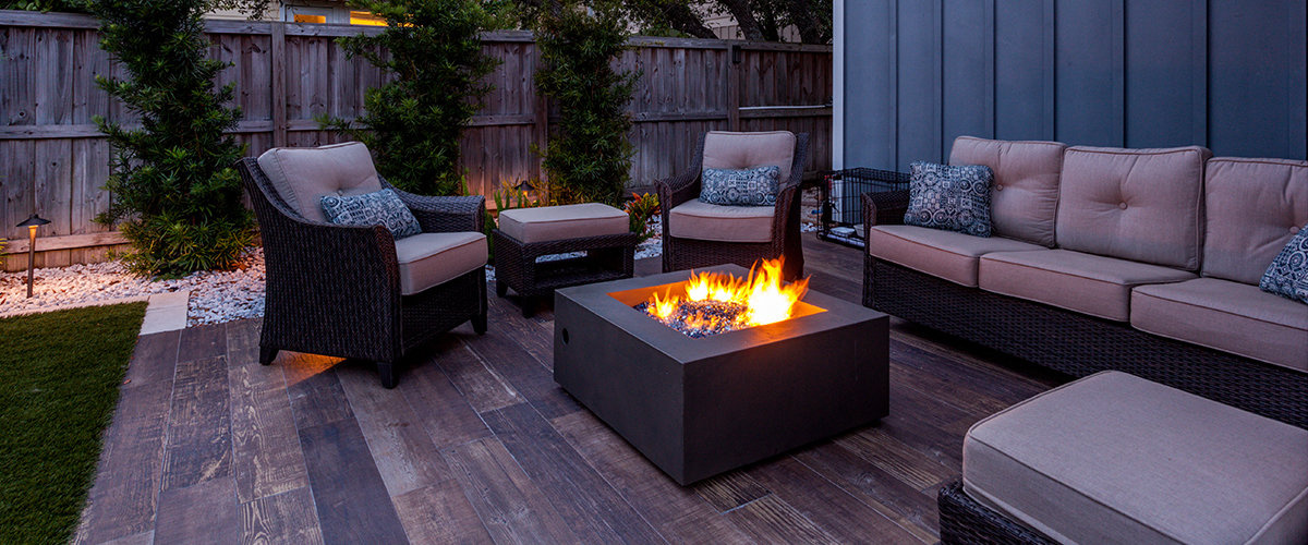 Firepit in backyard living area