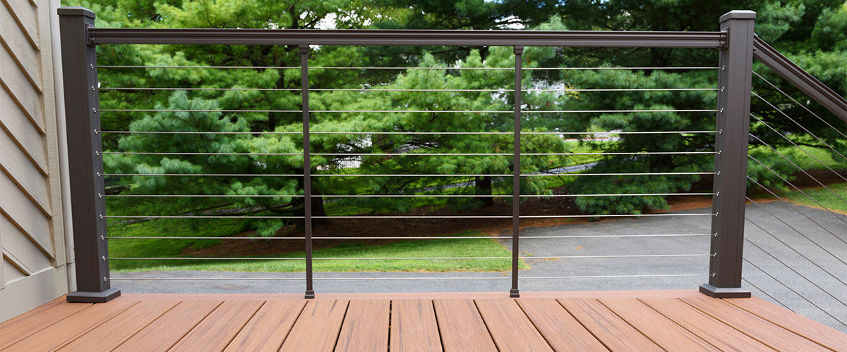 Cable railing on deck