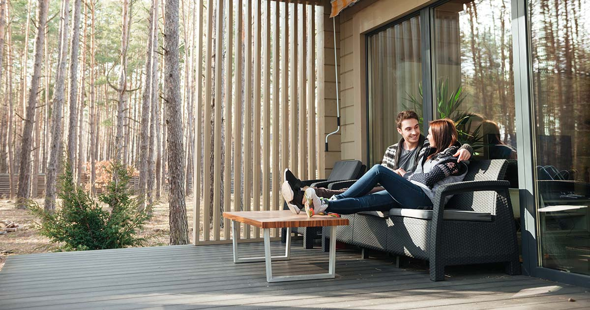Couple enjoying outdoor deck