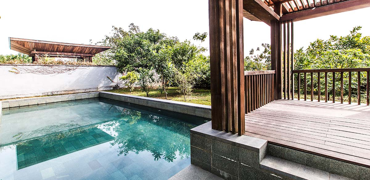 Luxurious deck with a pool