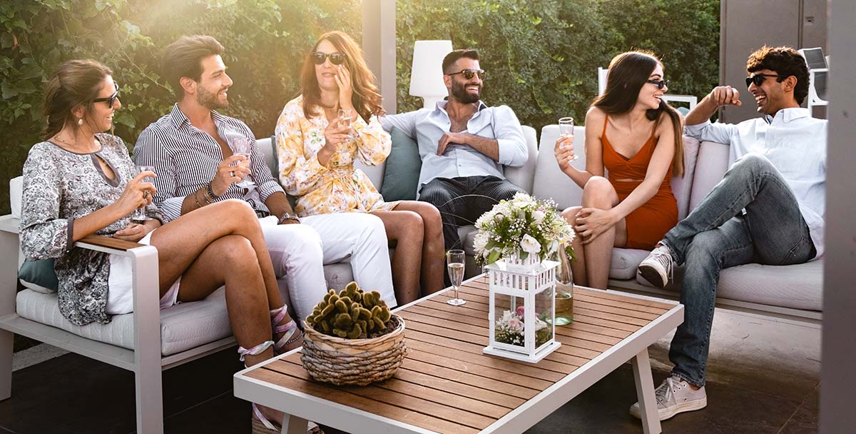 People sitting in an outdoor area