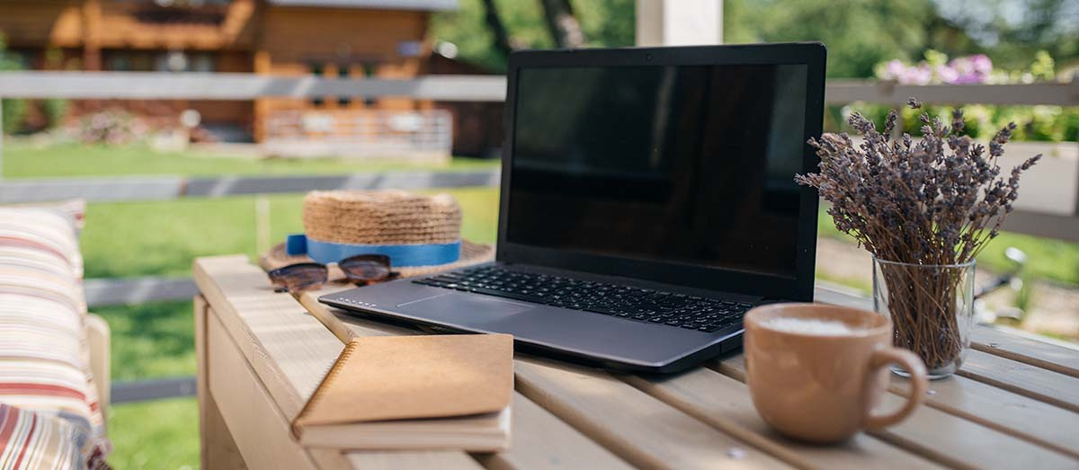 relaxing outdoor office setup